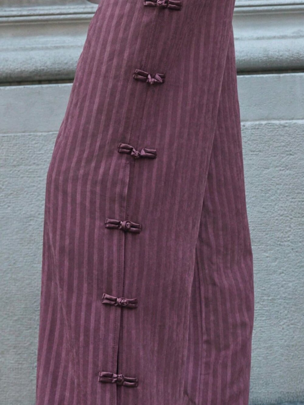 Burgundy Casual Women's Stand Collar Blouse And Long Plain Pants Set - Picture 13 of 13